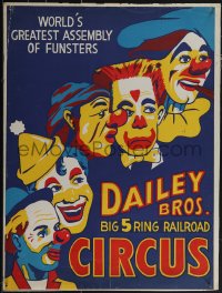 5w0223 DAILEY BROS CIRCUS 20x27 circus poster 1940s world's greatest assembly of funster clowns!