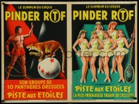 5w0081 PINDER RTF 24x32 French circus poster 1950s Eugene Rollier & Boris Grinsson art, ultra rare!