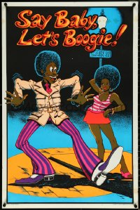 5w0126 SAY BABY LET'S BOOGIE 23x35 commercial poster 1972 man dancing w/ woman, blacklight art!