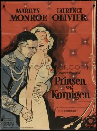 5w0083 PRINCE & THE SHOWGIRL Danish 1958 Benny Stilling art of Olivier & Marilyn Monroe, ultra rare!