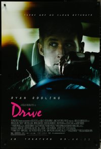 5w0711 DRIVE advance DS 1sh 2011 cool image of Ryan Gosling in car, directed by Nicolas Winding Refn!