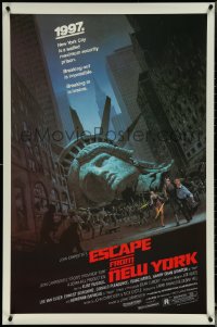 5w0725 ESCAPE FROM NEW YORK studio style 1sh 1981 Carpenter, Jackson art of decapitated Lady Liberty!