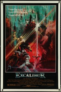 5w0731 EXCALIBUR 1sh 1981 John Boorman, cool medieval fantasy sword artwork by Bob Peak!