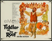 5w0469 FIDDLER ON THE ROOF 1/2sh 1971 cool artwork of Topol & cast by Ted CoConis!