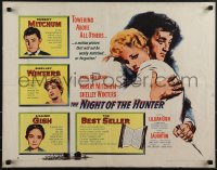 5w0507 NIGHT OF THE HUNTER style B 1/2sh 1956 Robert Mitchum & Winters, Laughton's classic noir!