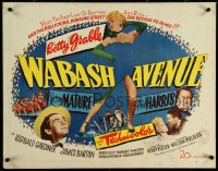 5w0551 WABASH AVENUE style A 1/2sh 1950 Betty Grable & Victor Mature, cool musical artwork!