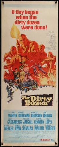 5w0577 DIRTY DOZEN insert 1967 Charles Bronson, Jim Brown, Lee Marvin, cool Frank McCarthy art!