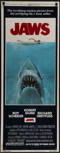 5w0588 JAWS insert 1975 Steven Spielberg's classic movie & image, much more rare than the one-sheet!