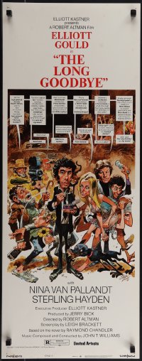 5w0591 LONG GOODBYE style C insert 1973 Elliott Gould as Philip Marlowe, great Jack Davis artwork!