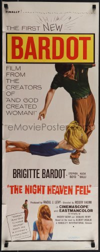 5w0595 NIGHT HEAVEN FELL insert 1958 Bardot makes And God Created Woman seem like a nursery tale!