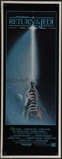 5w0601 RETURN OF THE JEDI int'l insert 1983 Lucas classic, art of hands holding lightsaber!