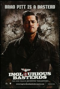 5w0816 INGLOURIOUS BASTERDS teaser DS 1sh 2009 Quentin Tarantino, c/u of Brad Pitt as Aldo Raine!