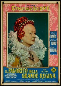 5w0260 VIRGIN QUEEN Italian 20x28 pbusta 1955 close-up image of Bette Davis as Queen Elizabeth I!