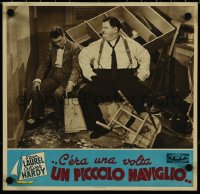 5w0265 SAPS AT SEA Italian 13x14 pbusta 1947 different image of wacky Laurel & Hardy, Hal Roach!