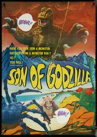 5w0036 SON OF GODZILLA export Japanese 29x41 1968 Kaijuto no Kessen: Gojira no Musuko, cool art, eek!