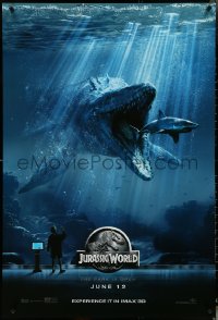 5w0832 JURASSIC WORLD IMAX teaser DS 1sh 2015 incredible image of Mosasaurus devouring Great White!