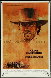 5w0922 PALE RIDER 1sh 1985 close-up artwork of cowboy Clint Eastwood by C. Michael Dudash!