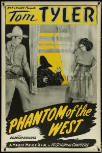 5w0930 PHANTOM OF THE WEST 1sh R1940s Dorothy Gulliver menaced by guy in black, ultra rare!