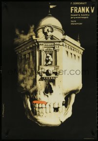 5w0145 FRANK V second printing stage play Polish 23x33 1970 Starowieyski art of skull building!