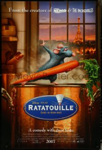 5w0953 RATATOUILLE int'l advance DS 1sh 2007 Patton Oswalt, great image of mouse w/carrot!