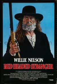 5w0955 RED-HEADED STRANGER 1sh 1986 great close up art of Willie Nelson with rifle by Tanenbaum!