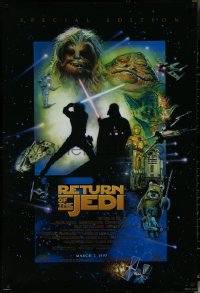 5w0957 RETURN OF THE JEDI style D advance DS 1sh R1997 George Lucas classic, art by Drew Struzan!