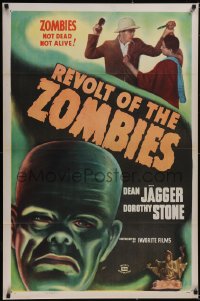 5w0964 REVOLT OF THE ZOMBIES 1sh R1947 cool artwork, they're not dead and they're not alive!