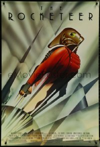 5w0971 ROCKETEER DS 1sh 1991 Walt Disney, vintage deco-style John Mattos art of him soaring into sky!