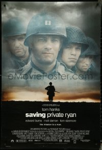 5w0978 SAVING PRIVATE RYAN DS 1sh 1998 Spielberg, cast image of Tom Hanks, Tom Sizemore, Damon & Burns!