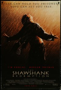 5w0988 SHAWSHANK REDEMPTION advance DS 1sh 1994 escaped prisoner Tim Robbins in rain, Stephen King!