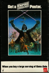 5w0195 EMPIRE STRIKES BACK 27x41 special poster 1980 Coca-Cola promo, Vallejo, Darth Vader, cast!