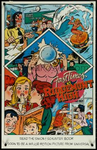 5w0198 FAST TIMES AT RIDGEMONT HIGH 21x33 special poster 1982 Dyer comic art for book tie-in!