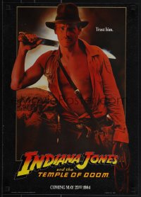 5w0299 INDIANA JONES & THE TEMPLE OF DOOM 17x24 special poster 1984 Ford with machete, trust him!