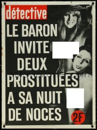 5w0206 LE NOUVEAU DETECTIVE 22x30 French special poster 1970s two topless prostitutes, rare!