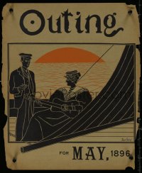 5w0307 OUTING 15x18 special poster 1896 Outing For May, Carre art of couple sailing, ultra rare!