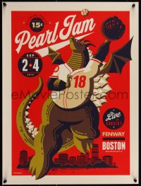 5w0342 PEARL JAM 2-sided 18x24 music poster 2018 art by Tom Whalen, Boston, Fenway, Show edition!