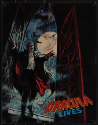 5w0314 TOMB OF DRACULA 16x21 special poster 1970s art of the Count flinging door open plus bats!