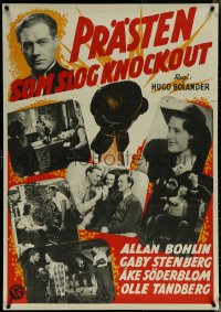 5w0006 PRASTEN SOM SLOG KNOCKOUT Swedish 1943 Hugo Bolander Swedish boxing comedy!