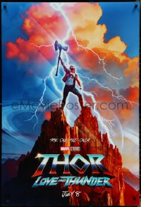 5w1035 THOR: LOVE & THUNDER teaser DS 1sh 2022 Chris Hemsworth in title role holding axe on mountain!