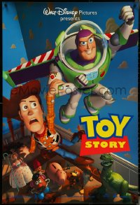 5w1044 TOY STORY DS 1sh 1995 Disney/Pixar cartoon, Buzz Lightyear flying over Woody, Bo Peep, more!