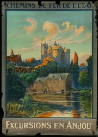 5w0071 CHEMINS DE FER DE L'ETAT 30x41 French travel poster 1922 Chateau de Montreuil-Bellay, rare!