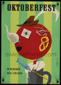 5w0251 OKTOBERFEST 12x17 German travel poster 1956 completely different abstract art by Koblinger!