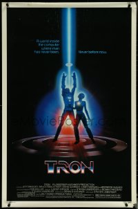 5w1046 TRON 1sh 1982 Walt Disney sci-fi, Jeff Bridges in a computer, cool special effects!