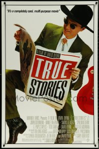 5w1048 TRUE STORIES 1sh 1986 giant image of star & director David Byrne reading newspaper!