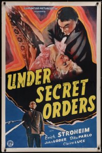 5w1050 UNDER SECRET ORDERS 1sh 1943 Erich von Stroheim, gripping expose of a sinister spy ring!