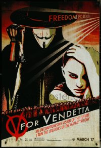 5w1055 V FOR VENDETTA teaser 1sh 2005 Wachowskis, Natalie Portman, Hugo Weaving w/ raised fist!