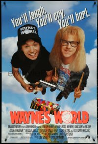 5w1062 WAYNE'S WORLD 1sh 1991 Mike Myers, Dana Carvey, one world, one party, excellent!