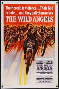 5w1069 WILD ANGELS 1sh 1966 classic art of biker Peter Fonda & sexy Nancy Sinatra on motorcycle!