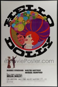 5x1030 LOT OF 4 FORMERLY TRI-FOLDED SINGLE-SIDED 27X41 HELLO DOLLY ONE-SHEETS 1969 Amsel art!