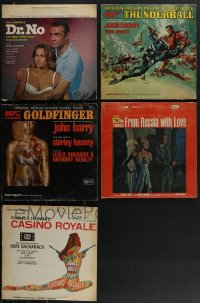 5x0365 LOT OF 5 JAMES BOND MOVIE SOUNDTRACK RECORDS 1960s Dr. No, Goldfinger, Thunderball & more!